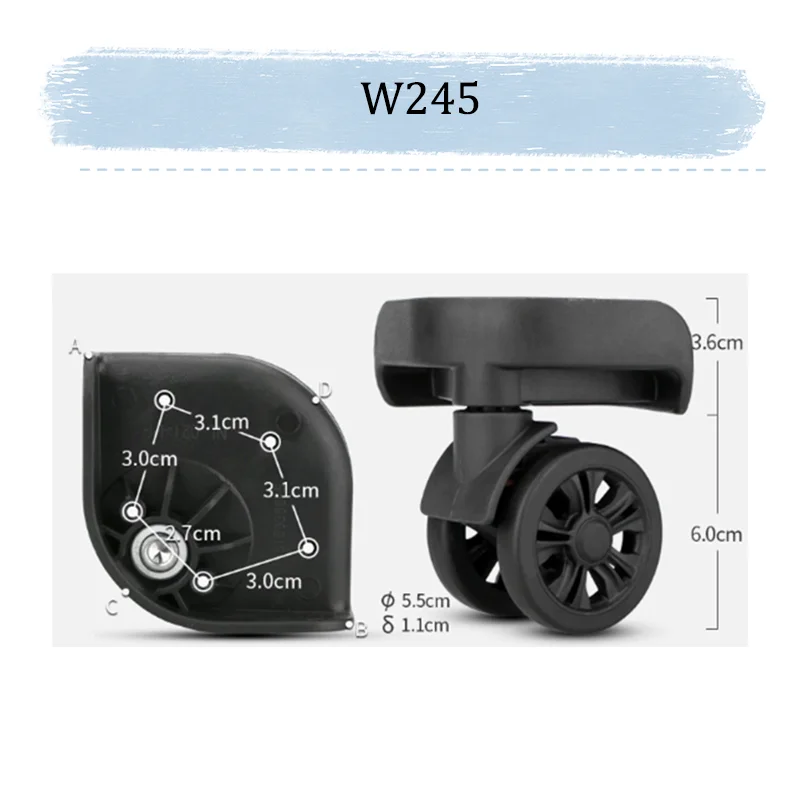 For W245 Heavy Duty Luggage Wheels 300LBS Load 360° Swivel TPU Mute Shockproof Suitcase Repair Parts