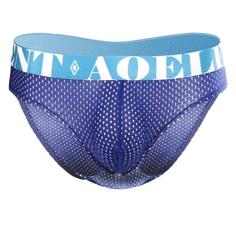 Men's Underwear Summer Thin Ice Silk Ice Briefs Mid-Waist Mesh Breathable Shorts Sports Large Size image 3