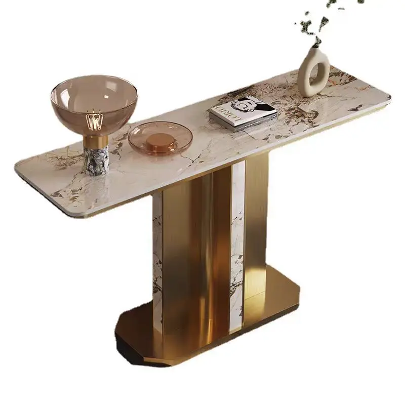 

zj- Minimalist Console Tables Luxury Gold Entrance Table Marble Decorative Living Room Entryway Home Furniture Console Table#