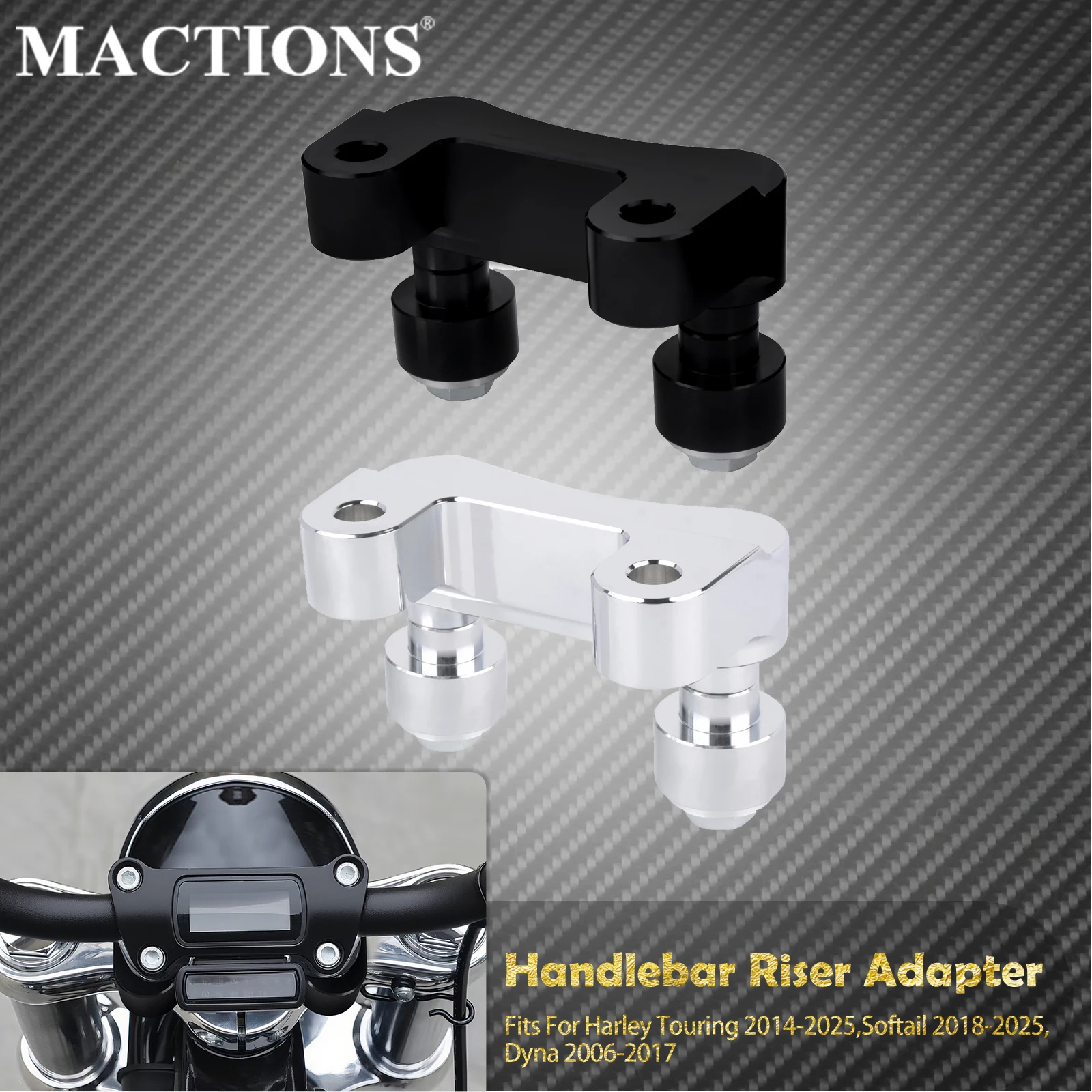 

Motorcycle Handlebar Riser Adapter Mount Clamp Bracket For Harley Softail Breakout Fat Boy 18-25 Touring Road Street Glide Dyna