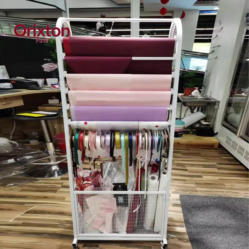 New flower shop flower shelf display rack flower wrapping paper storage rack ribbon ribbon material special shelf