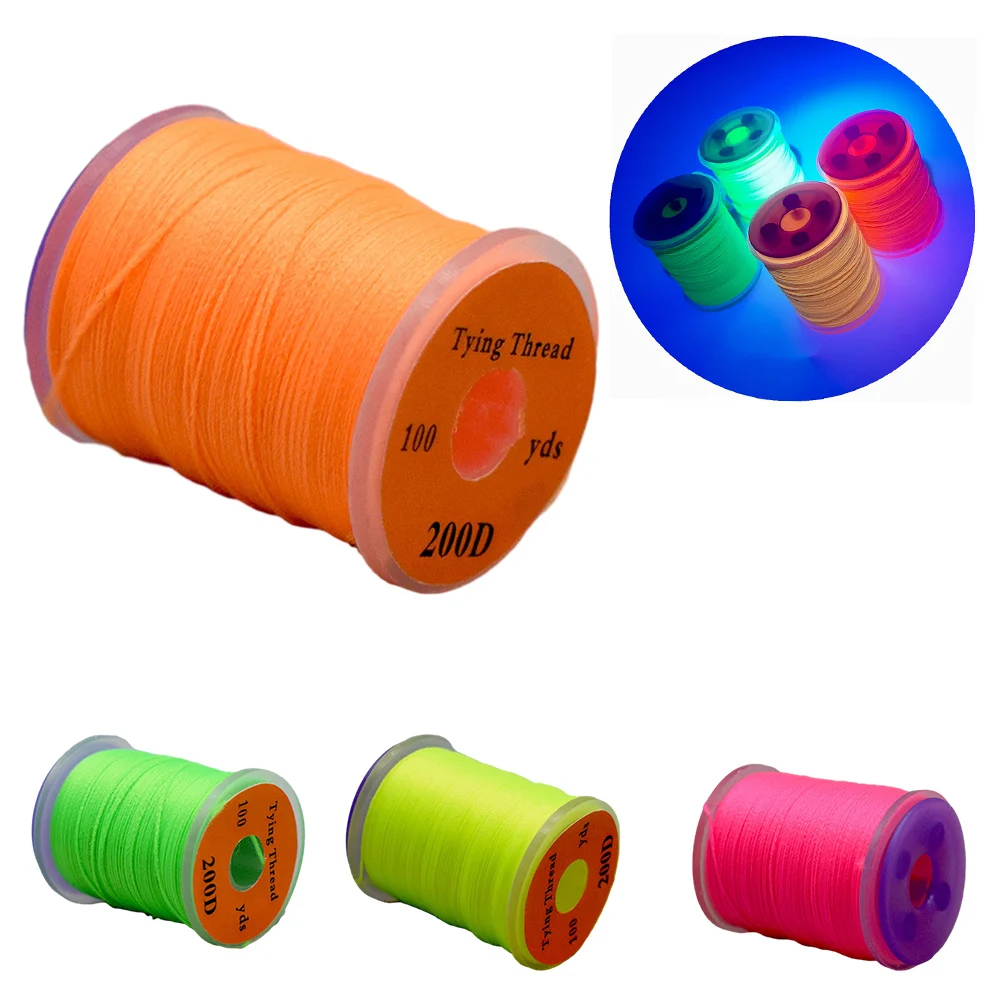 200D Fluorescent Nylon Thread For Fly Tying Projects Designed For Fly Body Wrapping And Compatible With Common Hook Sizes