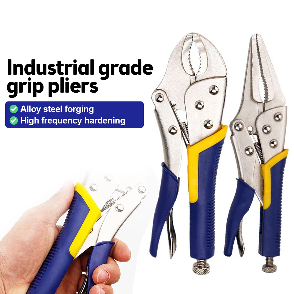 Locking Pliers CRV Lock Pliers Curved Jaw Pliers Straight Long Nose Pliers Multi-function Clamp Tool Welding Tools