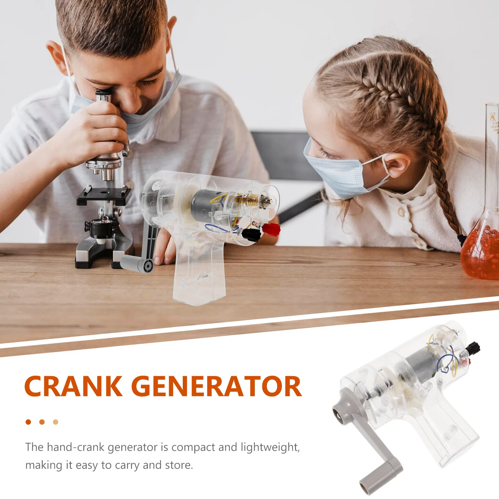 Hand Crank Generator Transparent Shell Physics Lab DIY Science Education Kit Portable Teaching Equipment