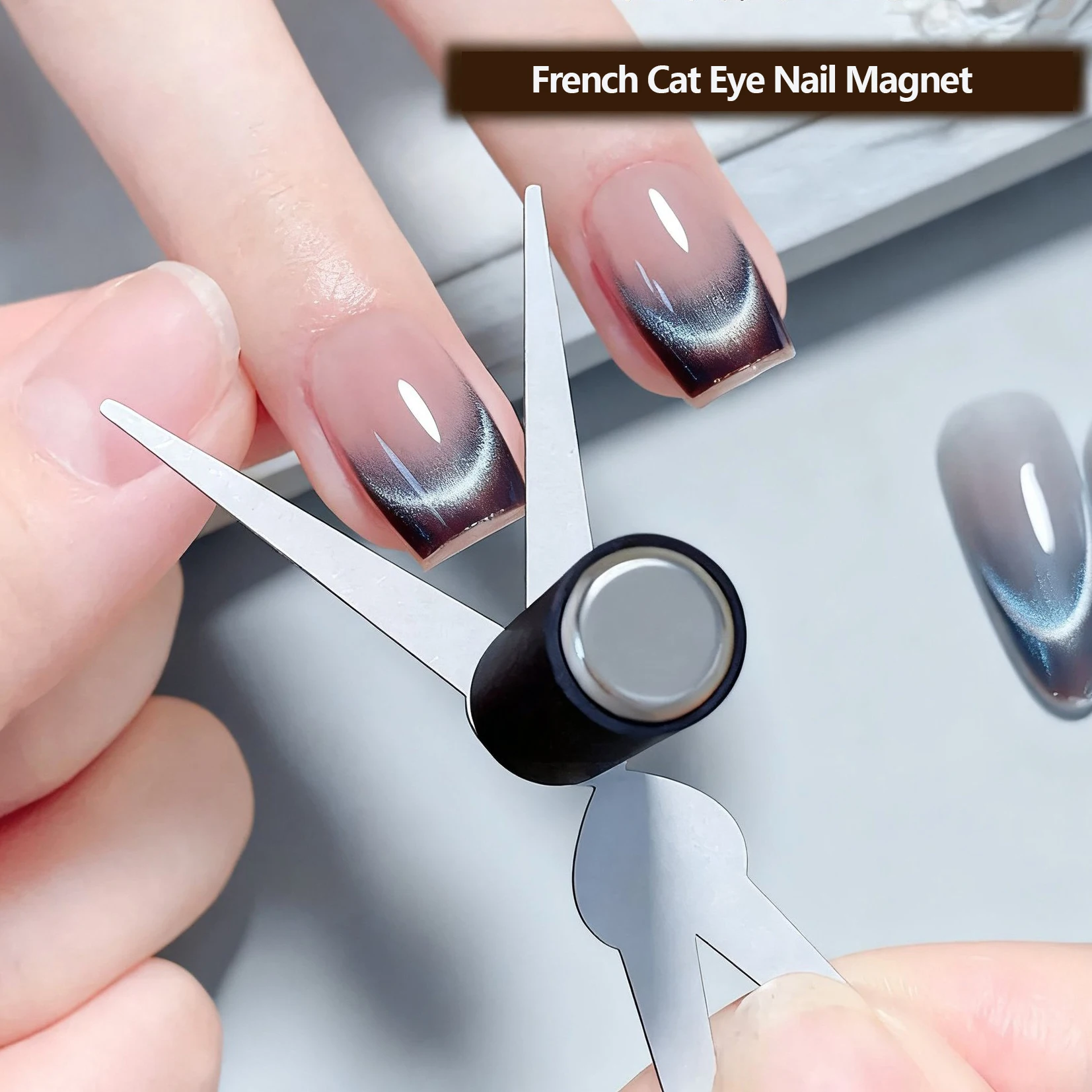 Double-head French Nail Art Magnet Set Cat Eye Magnetic Rod Combination Nail Art DIY V-Shaped Effect Gel Nail Polish Magnet - Detail 1