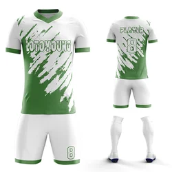 Top Quality Sublimation Digital Printing Sportswear V-neck Soccer Jersey Custom Team Name Goalkeeper Green Football Uniforms