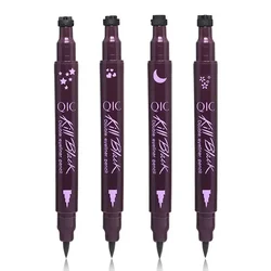 Hot Sale 2 In 1 Liquid Glitter Eyeliner with Eyeliner Stamp Thin Wing Seal Makeup Black Brown Smoky Eyes Liner Pencil