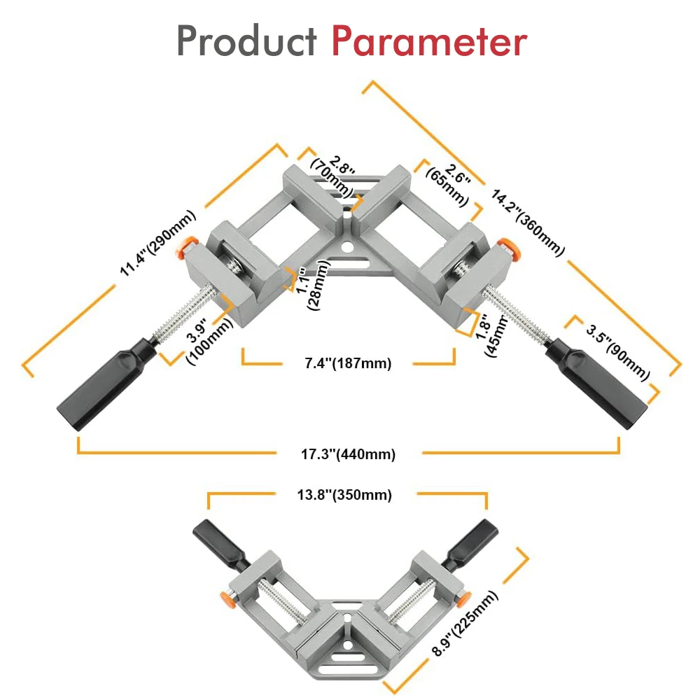 New Adjustable 90 Degree Right Angle Clamp, Aluminum Alloy Welding & Woodworking Corner Clip for Photo Frame Cabinet Workbench