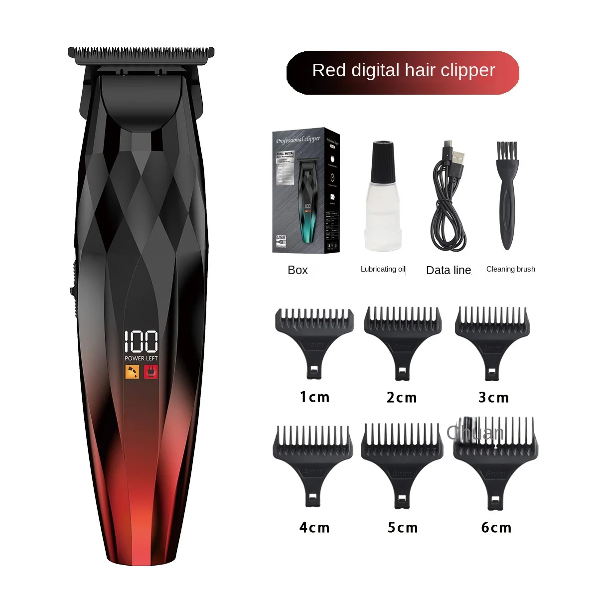 Men's special retro oil head gradual engraving electric cutting liquid crystal digital display professional ceramic hair clipper