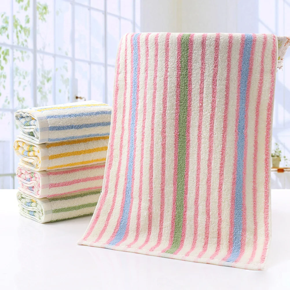

4Pcs Colorful Striped Cotton Towels Soft Skin Friendly Absorbent Hand Face Washcloths Quick Dry Towels for Bathroom