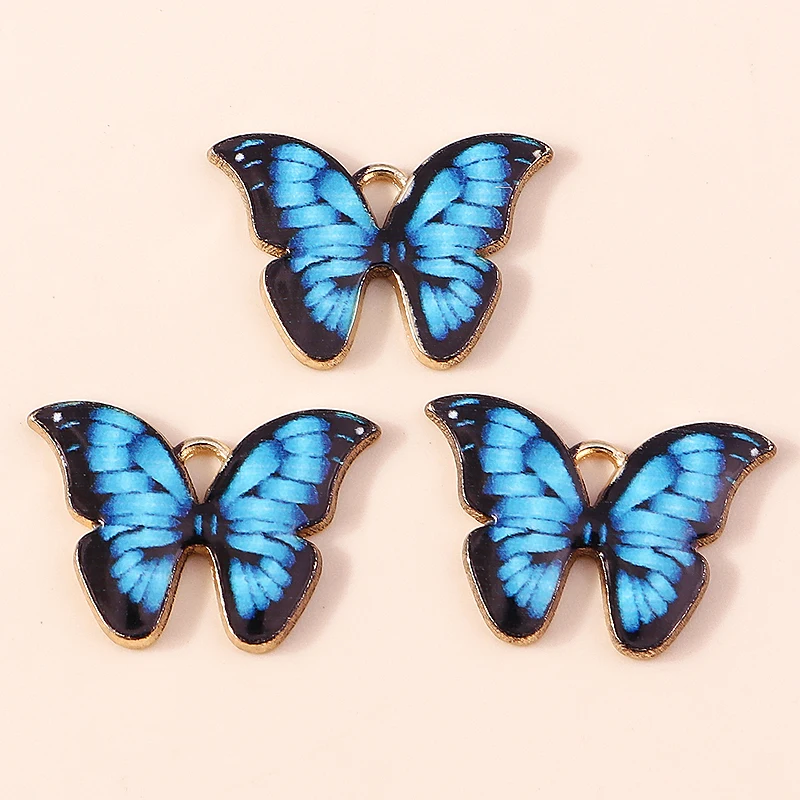 20 Stück 21x15mm Niedliche Bunte Emaille Fliegende Schmetterling-Anhänger für Schmuckherstellung, Ohrringe, Halsketten, DIY-Bastelzubehör – Detail 3