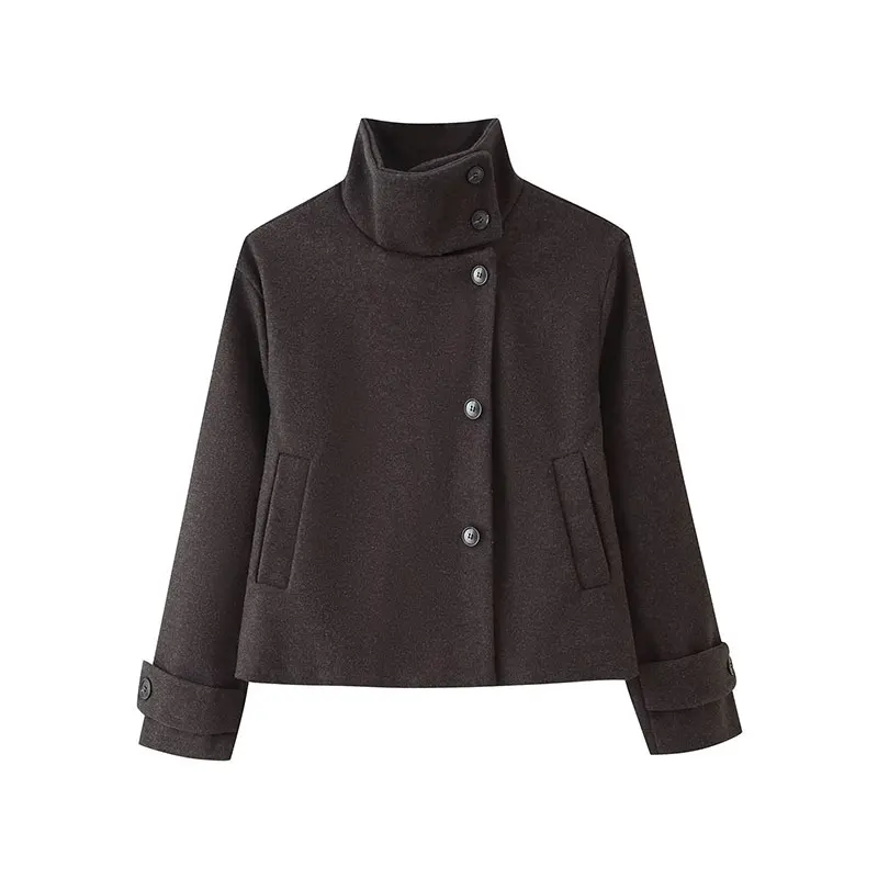 NLZFMSJ 2026 Autumn Winter Streetwear Casual Chic Women Jacket Stand Collar Single Breasted Long Sleeve Daily Fashion Jacket