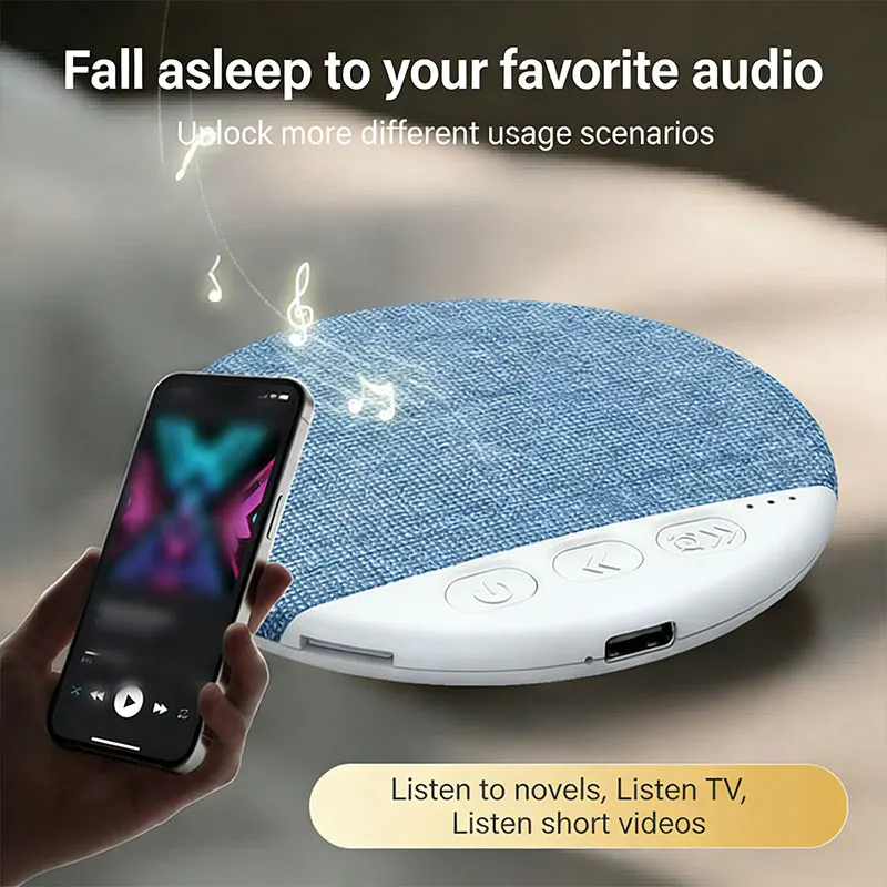 Pillow Speaker Sleep Music Player Under Pillow White Noise Machine 9D Stereo Timer Auto-Off