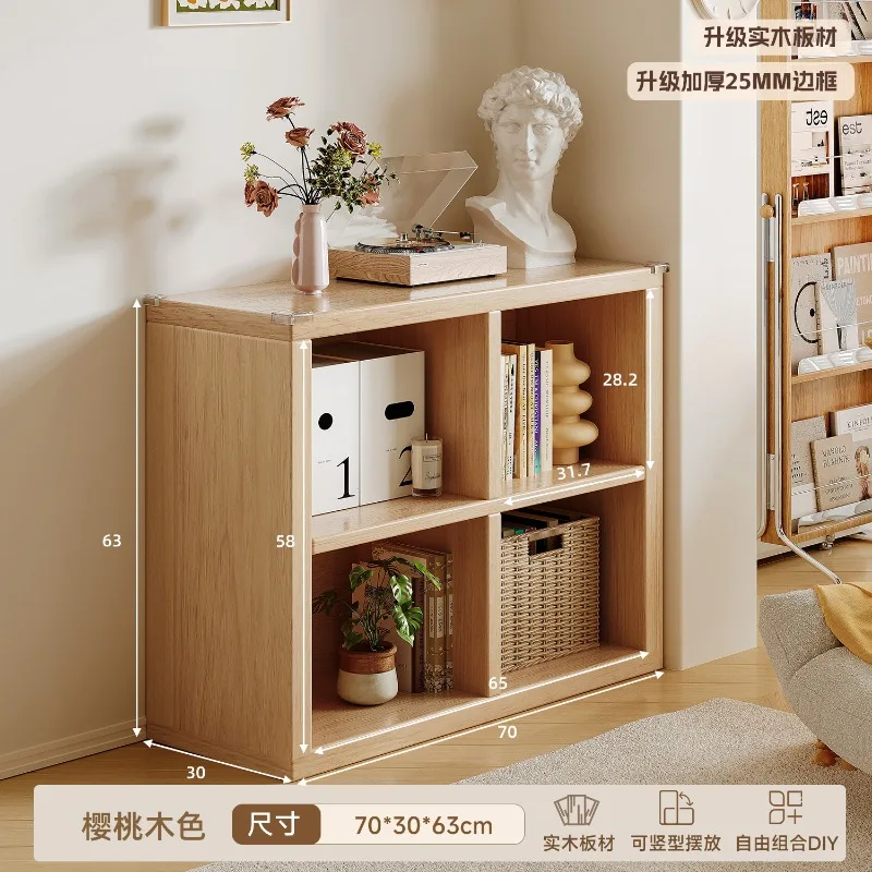 Solid Wood Eco-board Cube Bookshelf, Integrated Low Wall Floor Storage Cabinet For Kids Living Room Home Furniture