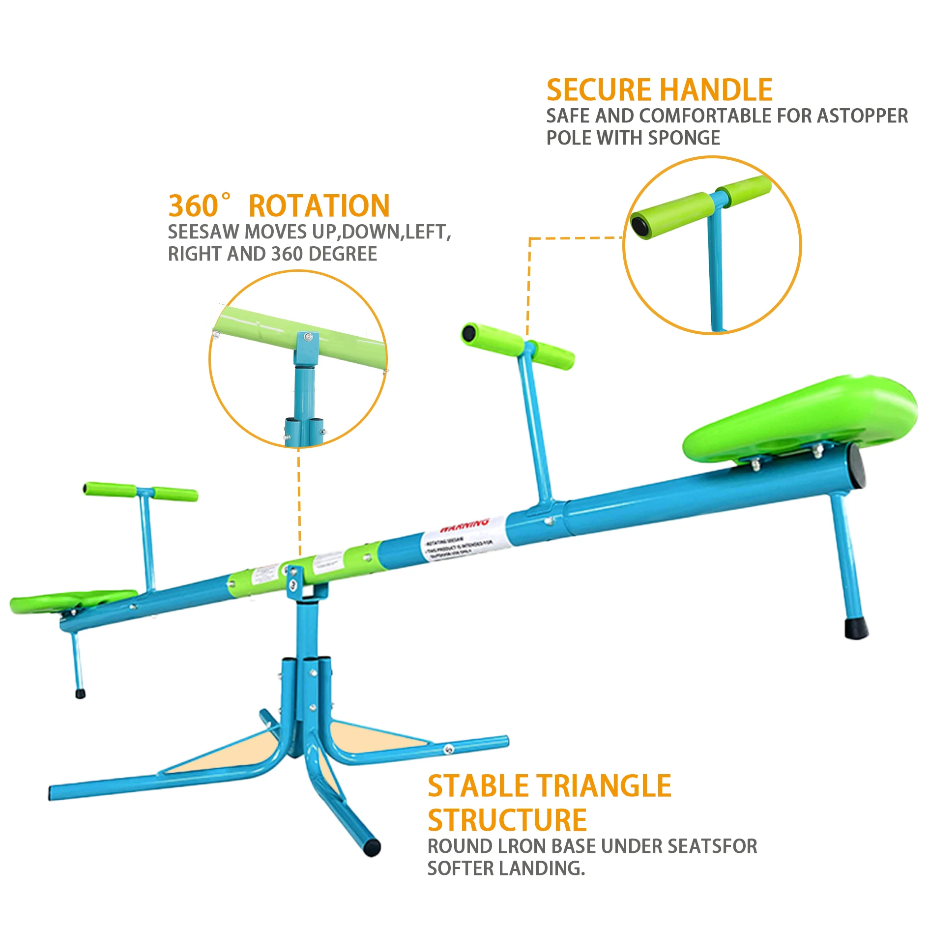 Outdoor Seesaw, 360 Degree Rotation, Metal Kids Seesaw, Indoor Playground Equipment, Fun Gym Toy