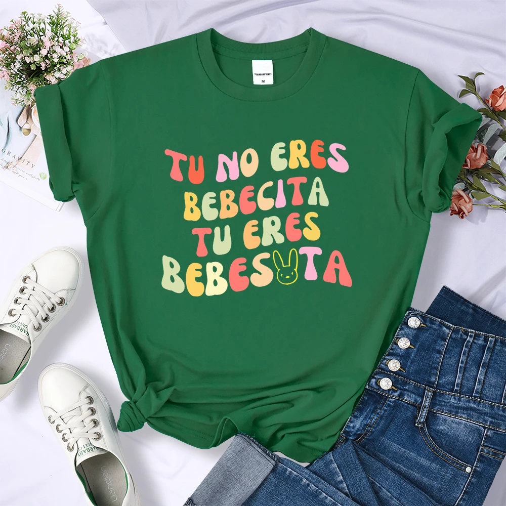 Tu No Eres Bebecita Tu Eres Bebesota Colorful Letter T-shirt Comfortable Loose Tops New Street T-Shirts Hip Hop Summer Women Tee