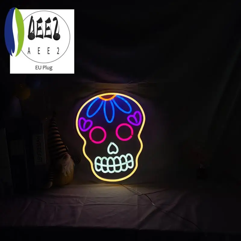 

AEE2-1 PCS Custom Wedding Neon Skull Style Sign Party Wall Decor Sign Home Room Decoration US Plug