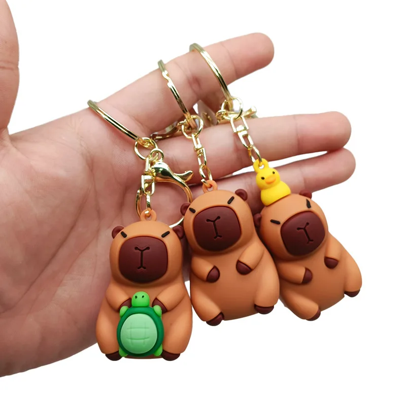 Cute Capybara Keychain Cartoon Animal Capybara Duck Capybara Hug Turtle Doll Keychain For Men Women Car Pendant Gift Jewelry