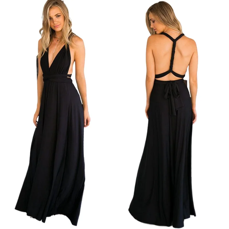 Hot Europe United States Popular Multi-wearing Method Ceremonial Dress, Multi-rope Cross Backless Sexy Bandage Dress