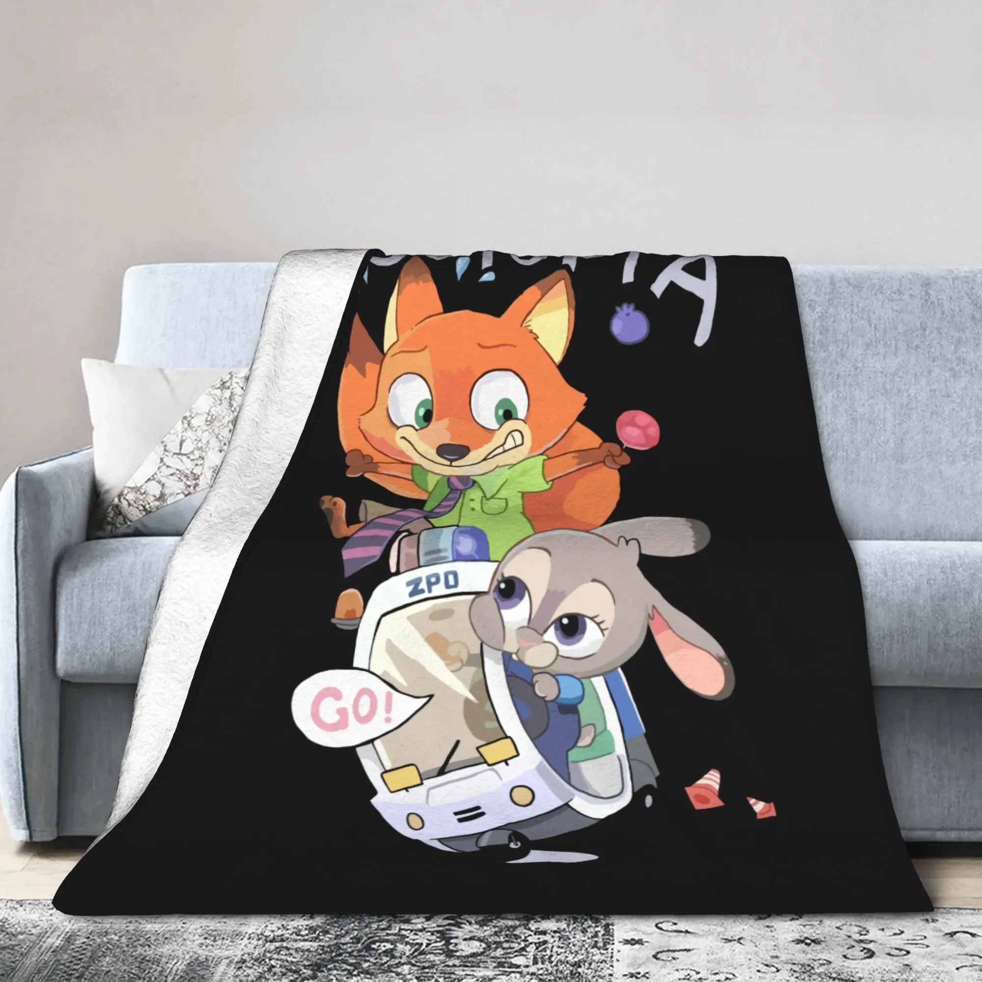 الكرتون Zootopias جودي ونيك بطانية المخملية ربيع الخريف المحمولة لينة رمي بطانية ل أريكة مكتب لحاف #4