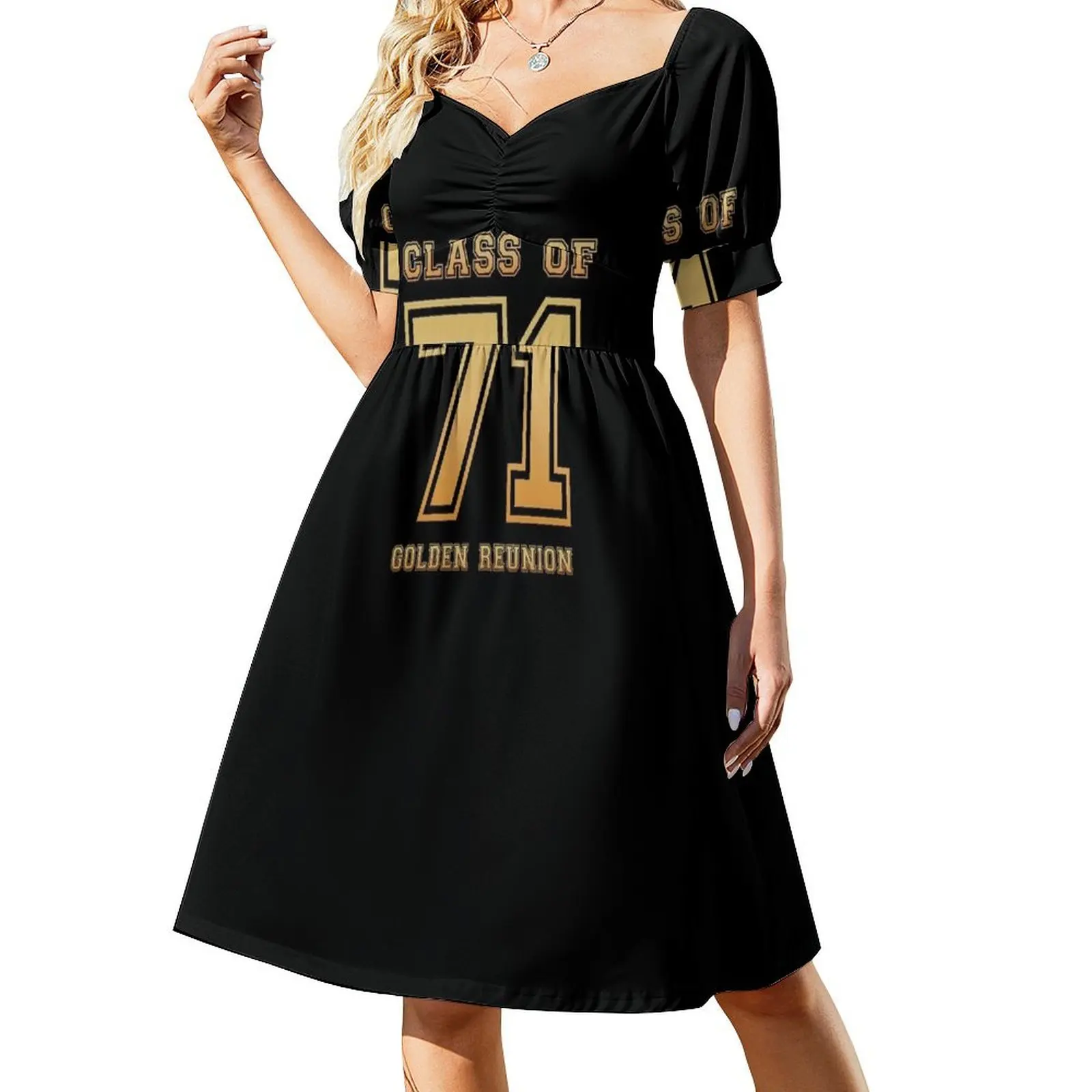 

Class of 71 1971 class reunion 50th golden reunion Short Sleeved Dress elegant party dress for women 2025 prom clothes Dress