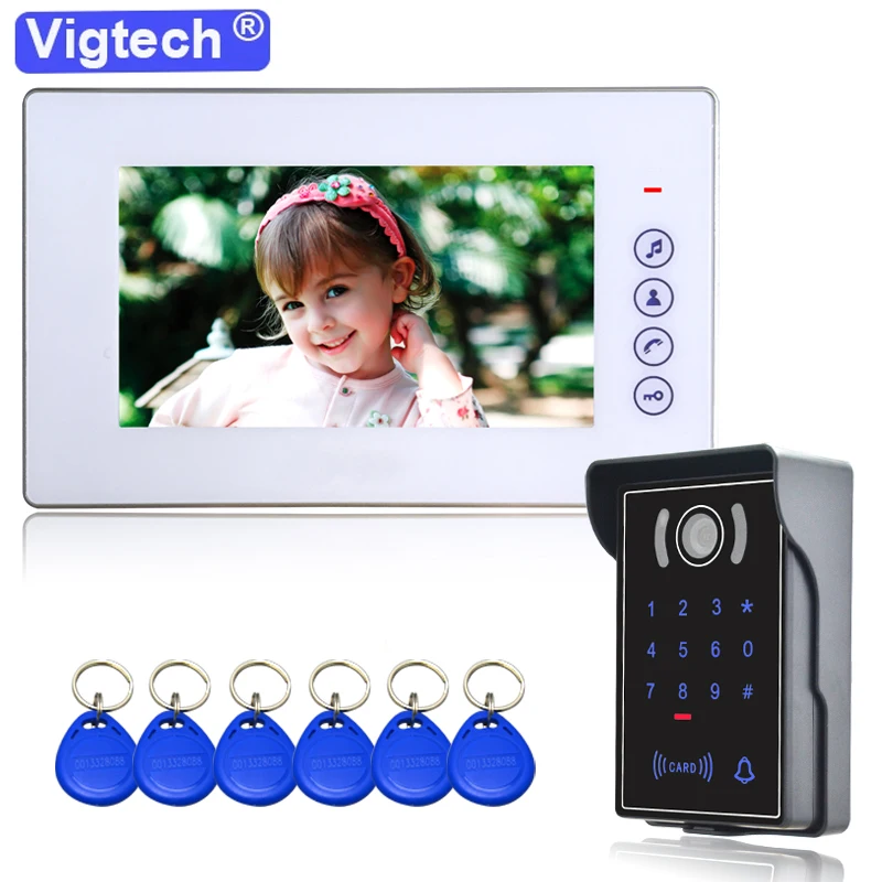 

7Inch Wired Video Intercom Home System For Apartment Ring Doorbell IR Night Vision IP65 Camera Password FRID Card Access Contro