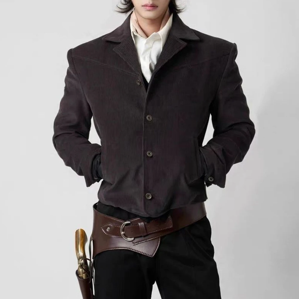 Winter New Men's Corduroy Solid Color Short Jacket American Retro Fashion Trend High Street Casual Loose Simple Niche Men's Top
