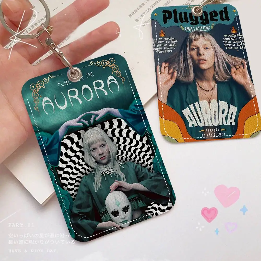 Hot Singer A-Aurora A-Aksnes Style PU Access Card Holder With Keychain - Executive Protection For Bank Card,Subway, Bus Card