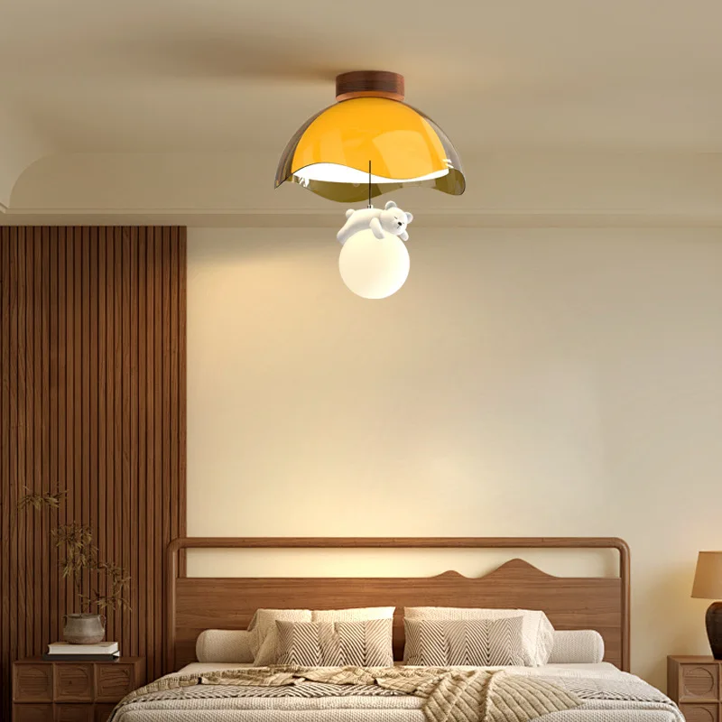 

Nordic Cream Wind Eggshell LED Little White Bear Ceiling Lamp for Girl Child Bedroom Baby Ceiling Lights Homedecor Lightfixture