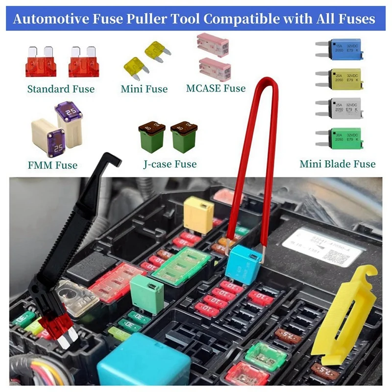 A26F-Relay Puller Pliers, Fuse Puller Pliers, 4-Pack Automotive Relay Fuse Puller Tool,FMM Fuses Puller Tool,Terminal Remover