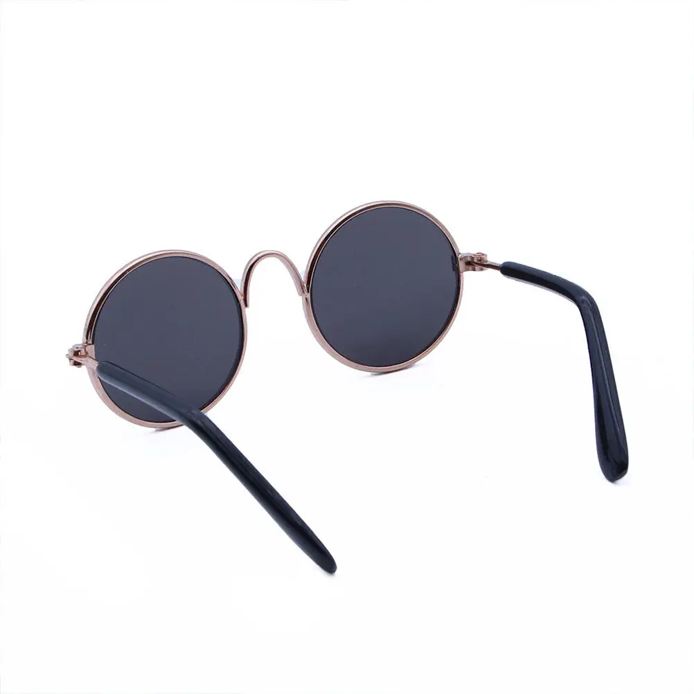 Spoof Dog Sunglasses Funny Creative Prop Golden Frame Yellow Black Pattern for Cat Dog Durable Lightweight Metal Plastic