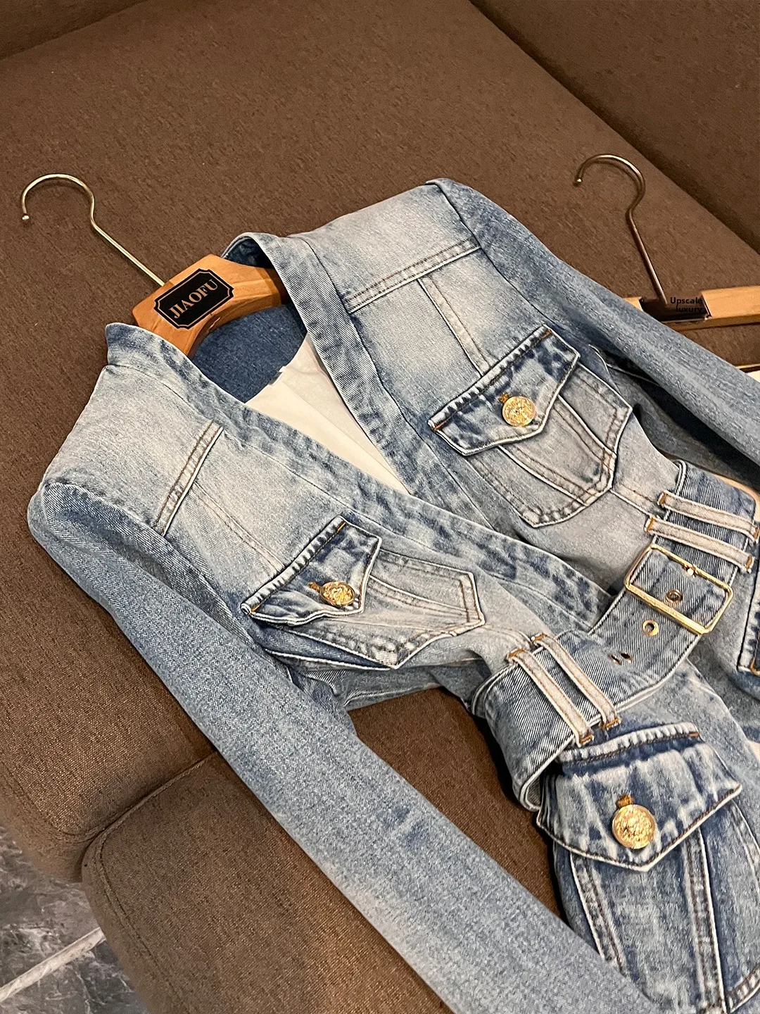 سليم صالح Waed الدنيم Jaet مربوط صدرية Sle المرأة Busin دعوى ملابس خارجية أوائل الشتاء جديد Faion AK50