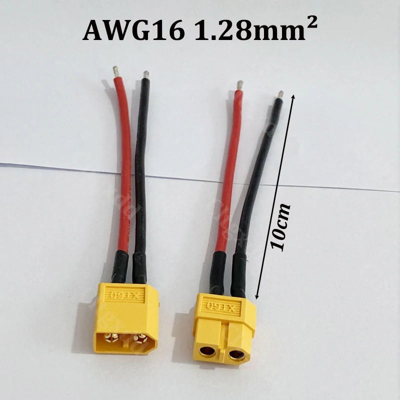 XT60 Stecker-Buchse-Kabel AWG12/16 10-100cm 8mm Loch Kupferanschluss-Adapterkabel für RC FPV Drohne Auto Boot Lithium-Batterie ESC-Ladung – Detail 2