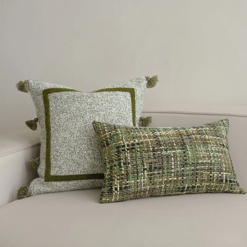 Green Collection Pillows Square Embroidery Cushion Case Luxury Modern Decorative Pillow Cover For Sofa Chair Home Decorations
