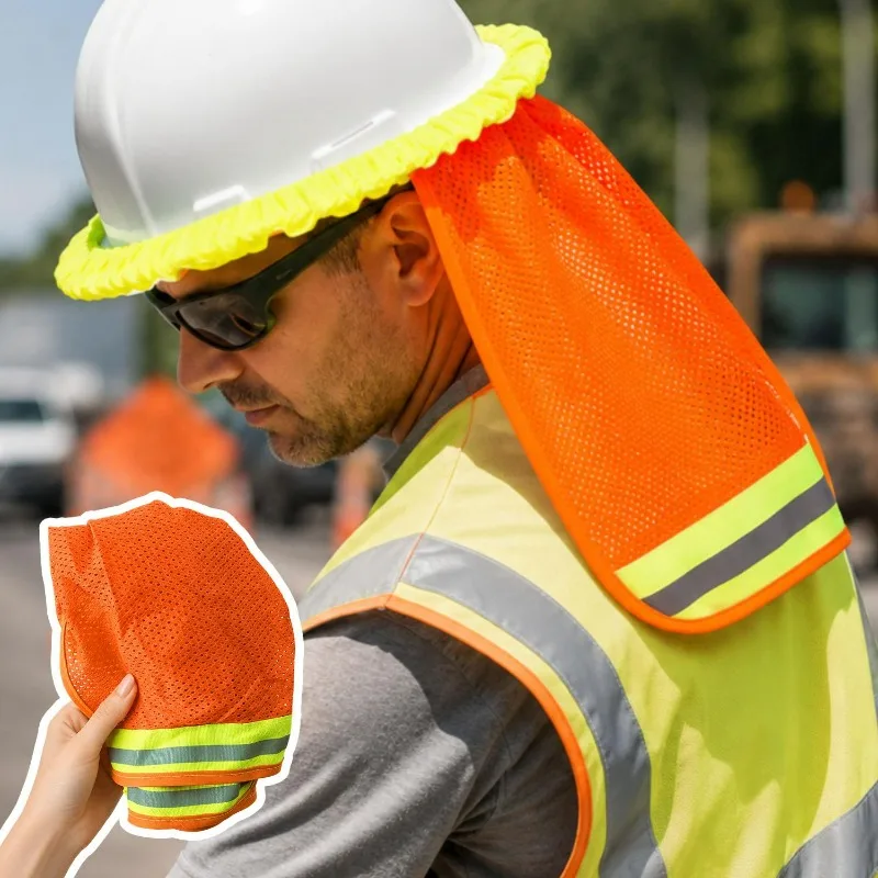 UV Protection Hat Sun Shield Neck Protector Mesh High Visibility Safety Helmet Sunshade Covers Construction Safety Hats Outdoor
