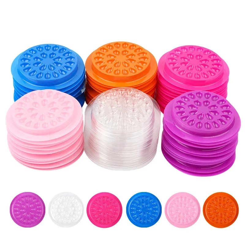 50/100PCS Eyelash Glue Holder Pallet Eyelash Extension Glue Pads Disposable Glue Plastic Flower Gasket Holder Makeup Tools