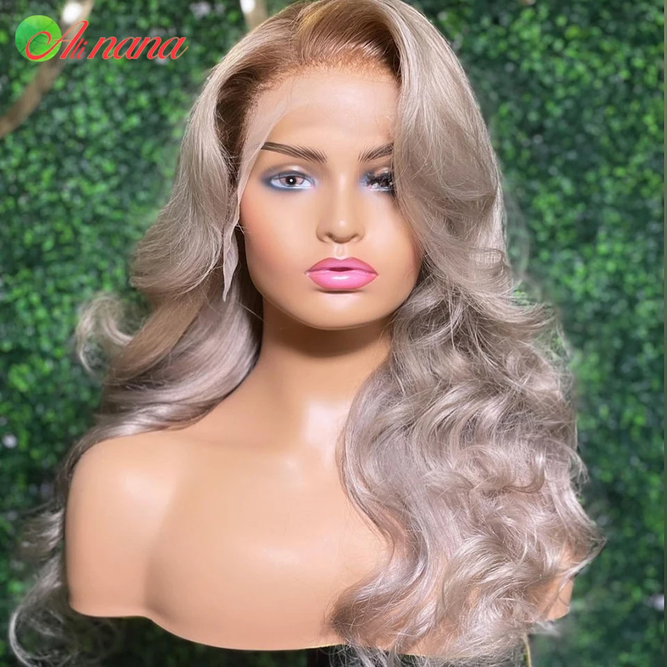 

13x4 Lace Front Wig Body Wave Pre-Plucked Ombre Ash Blonde Color 13x6 Lace Frontal Wigs Human Hair Wig For Women 200% Density