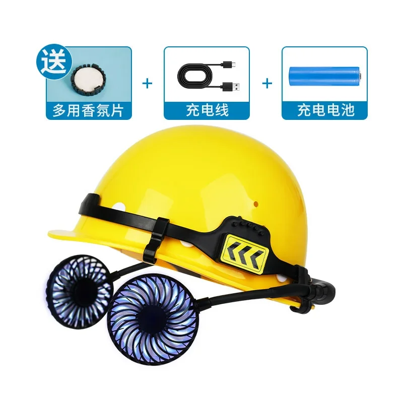 Portable Fan with Night Light Rechargeable Battery 3 Gear Speed for Safety Helmet Universal Adapter for Most Safety Helmets