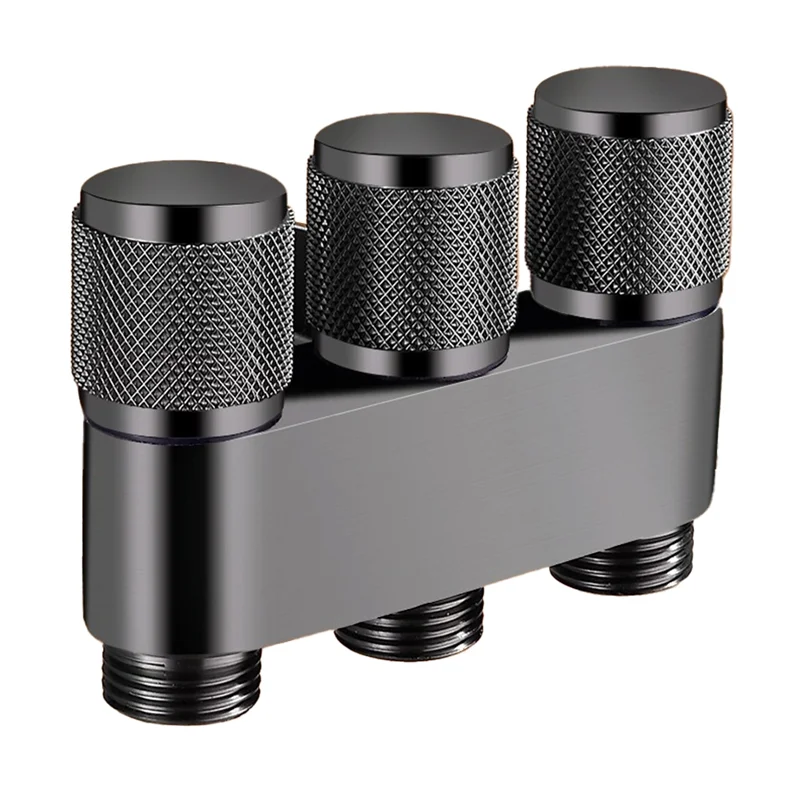 B98A-النحاس واحد في ثلاثة خارج ثلاثة طريقة التحكم غسالة الكروم/رمادي صنبور ثلاثي الاتجاه صمام مثلث G1/3Mini #3