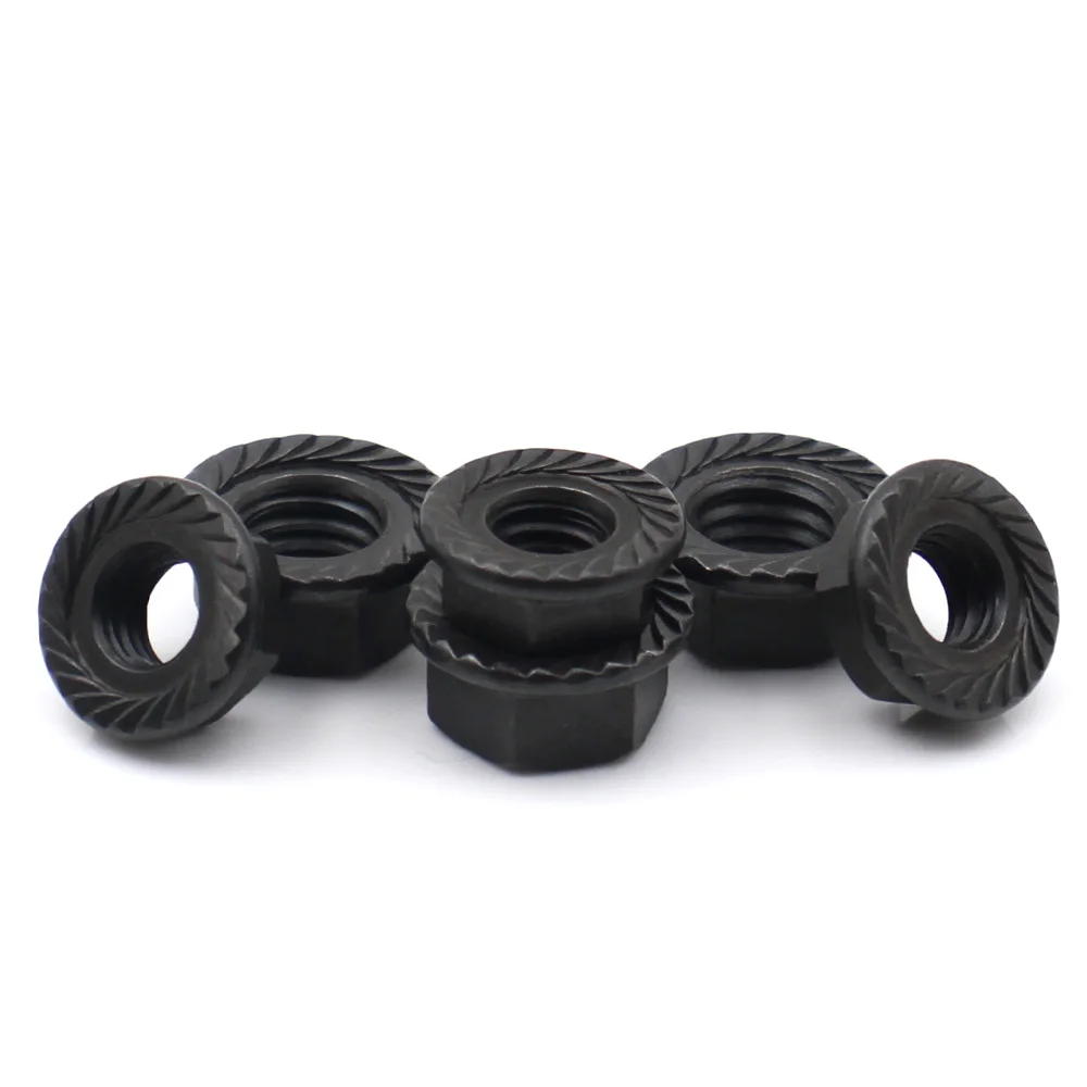 2/3/5/10/30pcs Carbon Steel Hex Serrated Flange Nuts Anti-Slip Hexagon Fasteners M2 M2.5 M3 M4 M5 M6 M8 M10 M12 M16