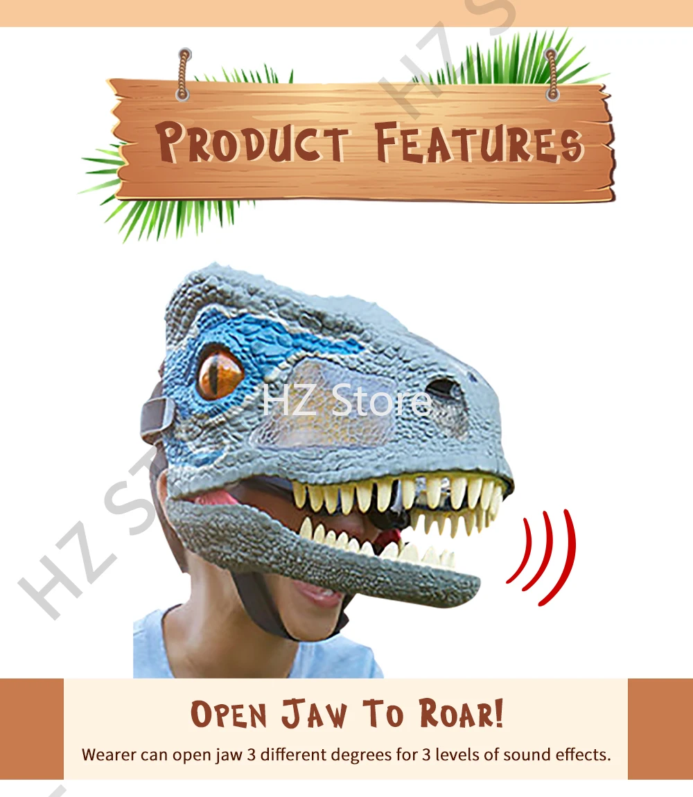 Maschera Dinosauro Con Mascella Mobile Ed Effetti Sonori - Giocattolo Per Feste Halloween, Regalo Per Bambini E Adulti