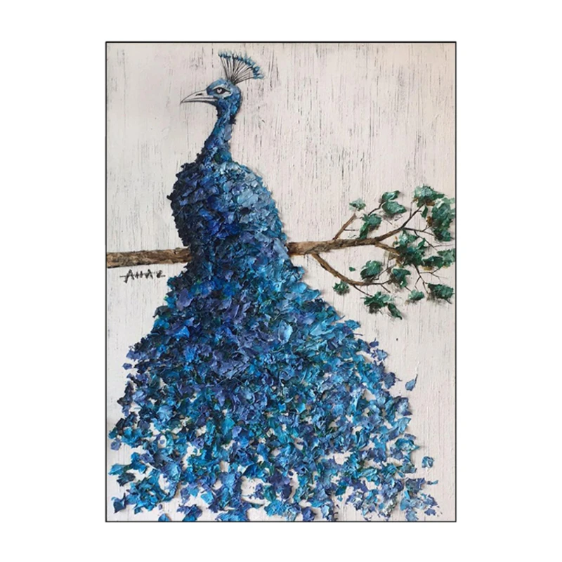 

Custom Shenzhen Decor Handpaint Handpainted Animal Oil Painting Art Work Handmade Peacock Art