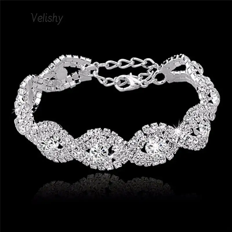 Fashion Elegant  Jewelry Infinity Rhinestone Bangl Deluxe Crystal Bracelet Women Gift