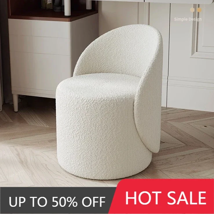 Nordic Bedroom Home Light Luxury Comfortable Back Dressing Stool Swivel Creative Solid Wood Soft Pack Leisure Chairs Furniture