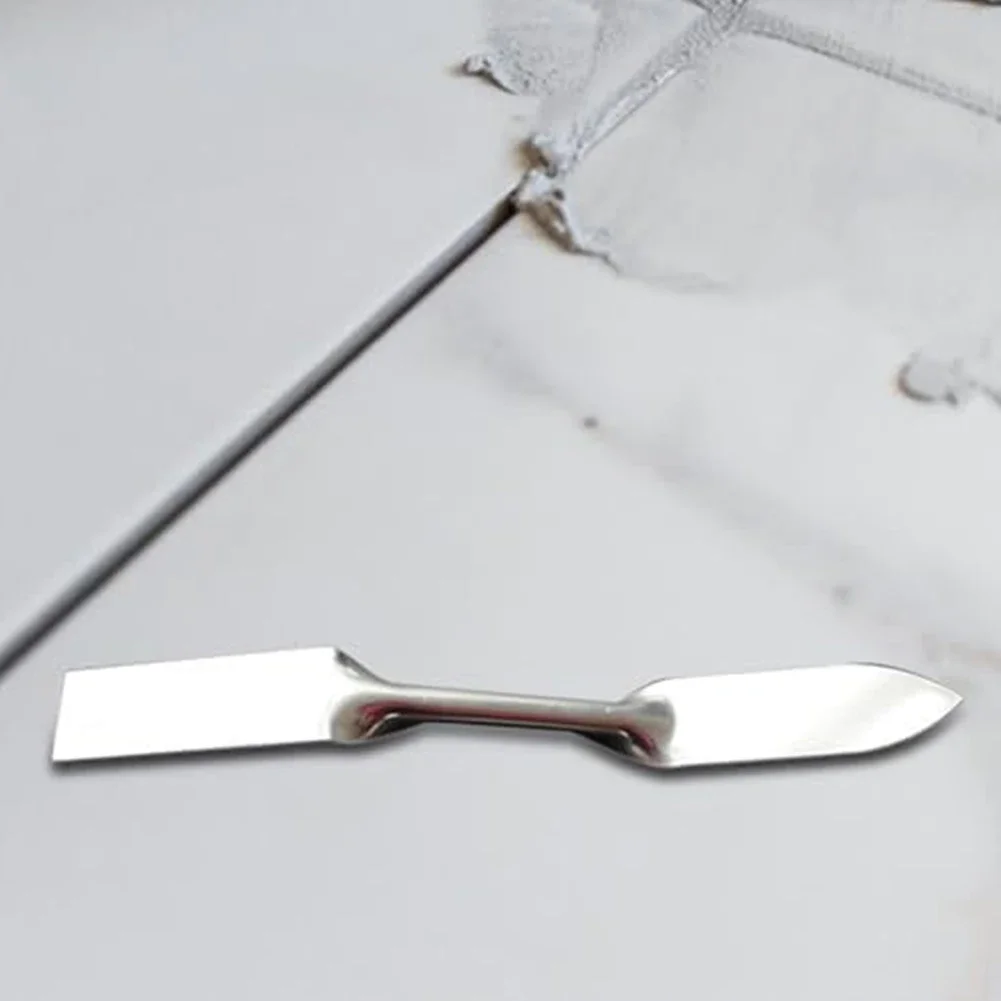1pc Stainless Steel Double-headed Plastering Trowel Caulking Finishing Tool Glass Glue Cleaner For Floor Kitchen Caulking Remova