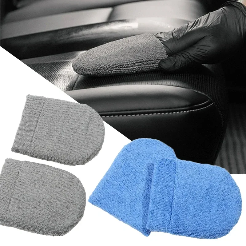 Esponja de polimento e depilação em forma de u para carro, 2/6 peças, toalha de microfibra macia, aplicador de cera de carro, tipo luva, almofada de espuma, ferramentas de detalhamento de carro