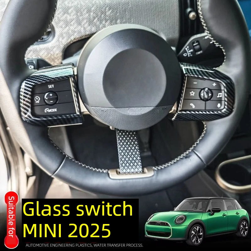 

For Mini Cooper F65 F66 F67 2025 ABS Carbon Fiber Steering Wheel Switch Button Sequins Cover Car Accessories