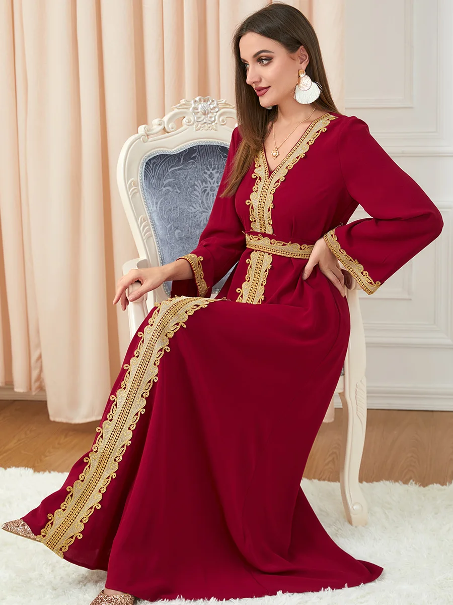 Arab Morocco Muslim Dress Abaya Women Embroidery Maxi Abayas Dubai Turkey Islam Kaftan Longue Musulmane Vestidos Largos 2022