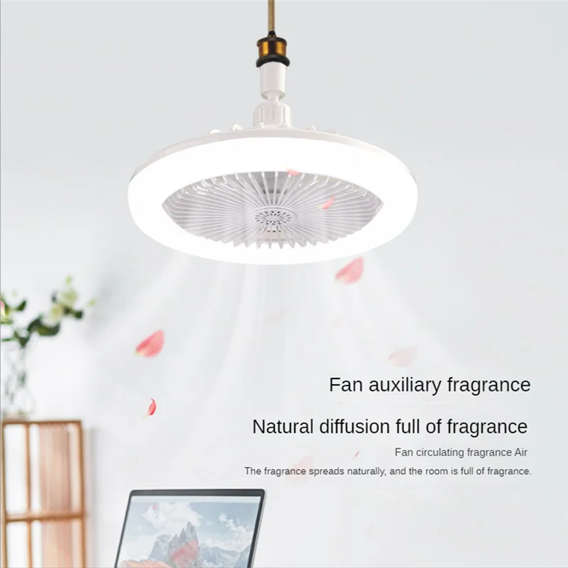 A35T-Ceiling Fan with Remote Control and Light 30W LED Lamp Fan Smart Silent Ceiling Fan E27 Converter Base Grey