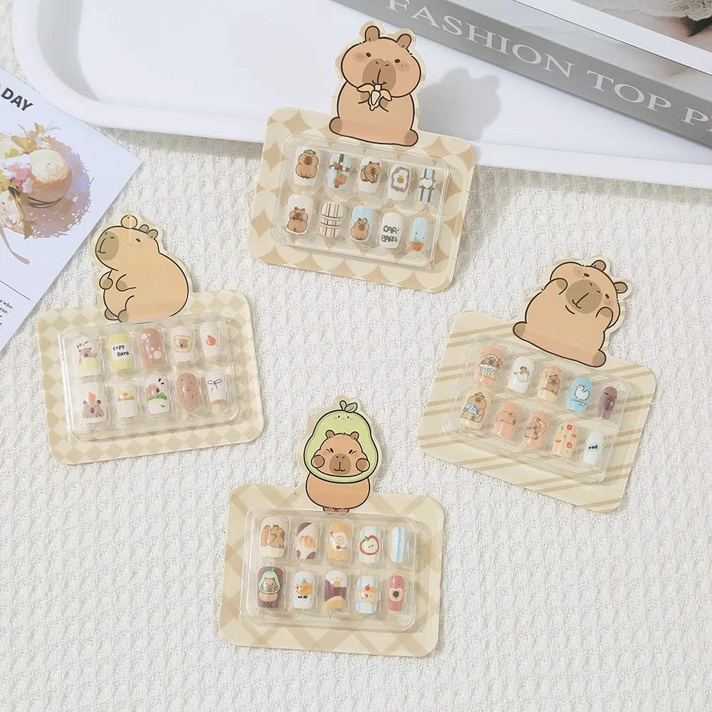Cute Capybara Cartoon Kids Nail Stickers Self-Adhesive Easy to Use Nail Patches Accessories for Girls Toy Gift Freedom 3pcs view 6